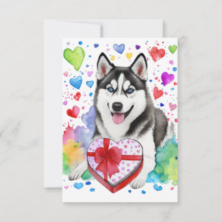 Husky Candy Heart Card Tack Kort