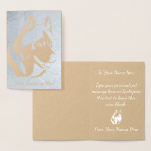 Husky Cards Personlig Husky Hund Cards Silver Folierat Kort