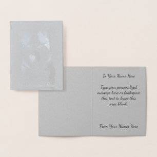 Husky Cards Personlig Husky Hund Cards Silver Folierat Kort