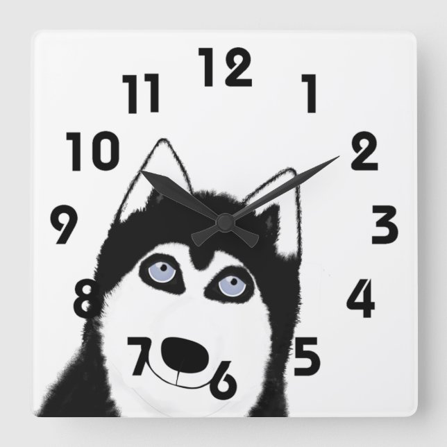 Husky Clock Fyrkantig Klocka (Framsida)