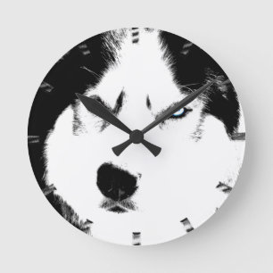 Husky Clock Varg Husky Sled Hund Wall Clock Rund Klocka