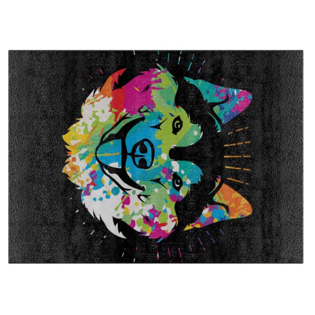 Husky Colorful Hund Ansikte Canvas (Framsidan)