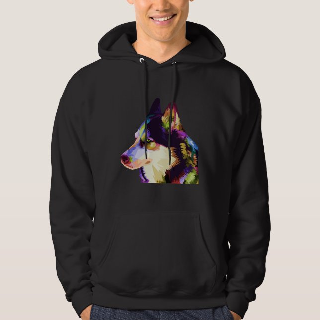 Husky Colorful Stil Hoodie (Framsida)
