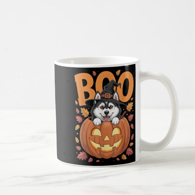Husky Costume On Pumpkin Halloween Siberian Husky  Kaffemugg (Höger)