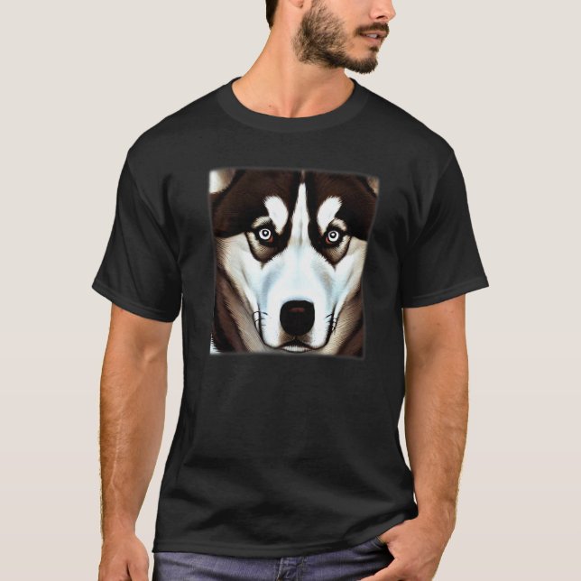Husky design dog imprint artwork face with Siberia T Shirt (Framsida)