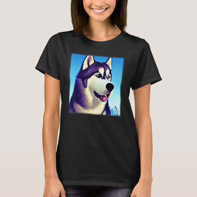 Husky design dog imprint artwork face with Siberia T Shirt (Framsida)