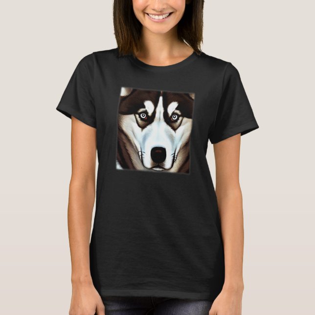 Husky design dog imprint artwork face with Siberia T Shirt (Framsida)