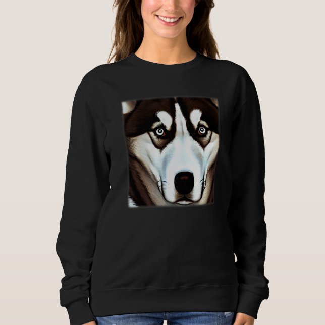 Husky design dog imprint artwork face with Siberia T Shirt (Framsida)