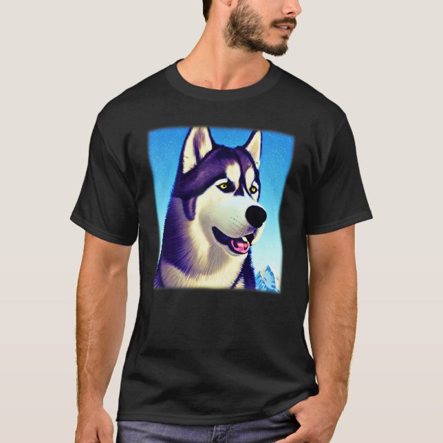 Husky design dog imprint artwork face with Siberia T Shirt (Framsida)