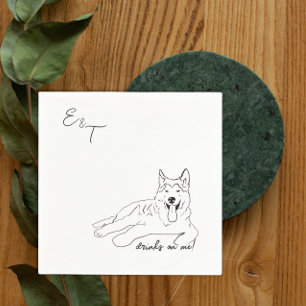 Husky Dog Cocktail bröllopsservetter Pappersservett