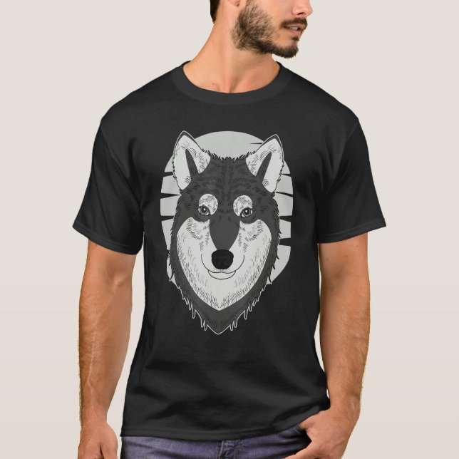 Husky dog imprint artwork face with Siberian Husky T Shirt (Framsida)