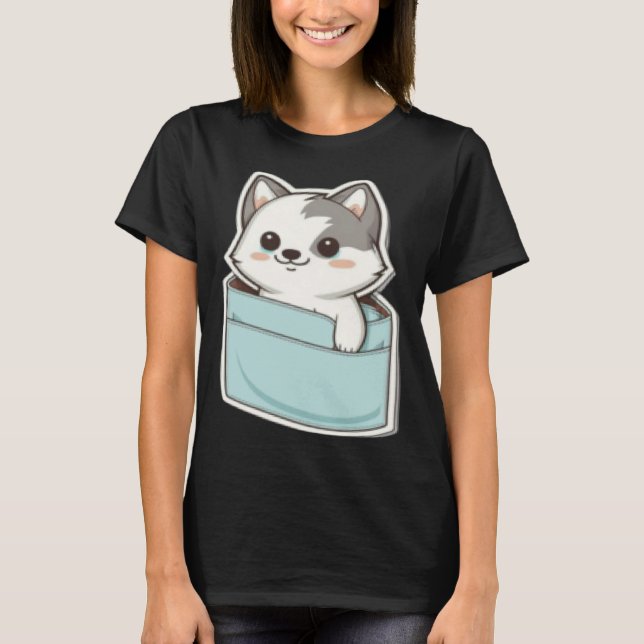 Husky Dog in your Pocket Dog T Shirt (Framsida)