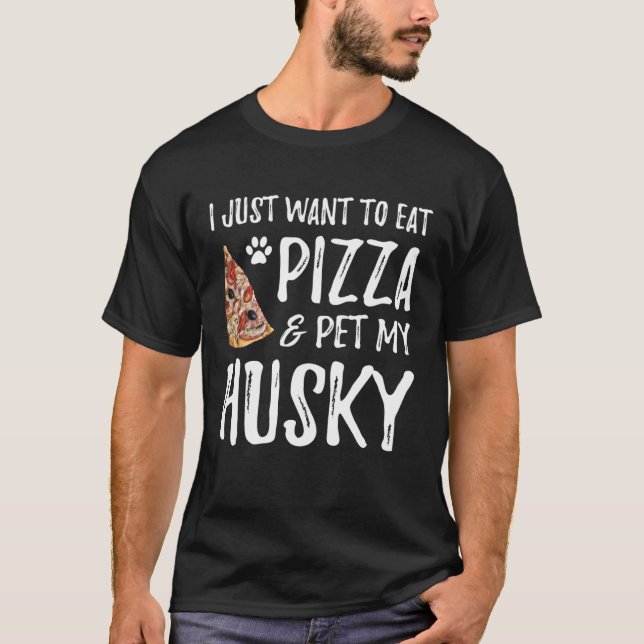 Husky Dog  Pizza  Dog Mom T Shirt (Framsida)