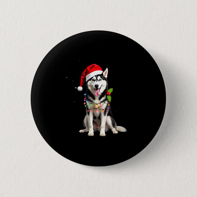 Husky Dog Santa Hat Christmas Tree Xmas Gifts For  Knapp (Framsida)