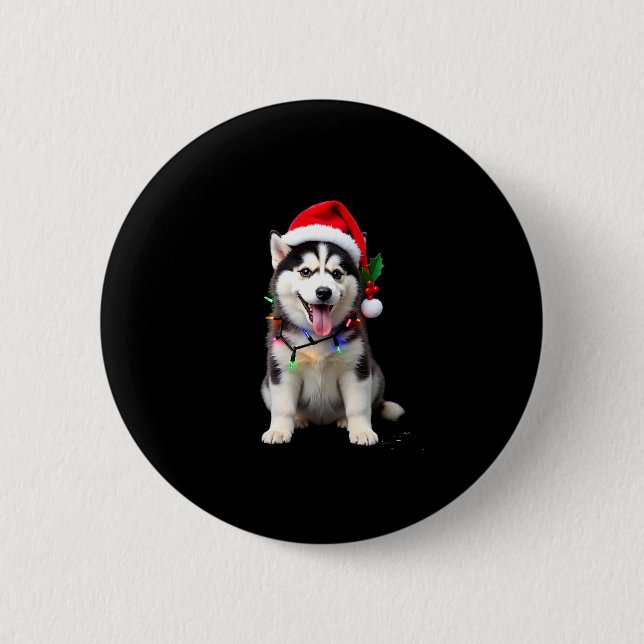 Husky Dog Santa Hat Christmas Tree Xmas Gifts For  Knapp (Framsida)