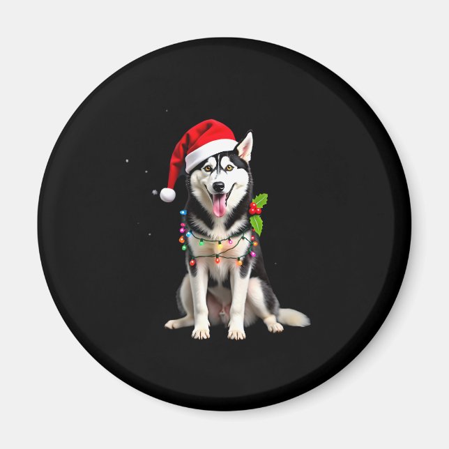 Husky Dog Santa Hat Christmas Tree Xmas Gifts For  Magnet (Framsidan)
