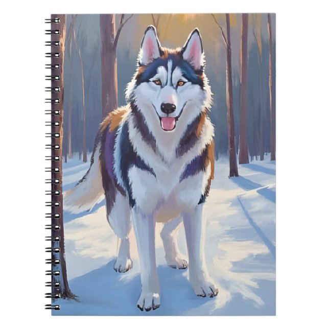 Husky | Dog Winter Watercolor Pet Painting Anteckningsbok (Framsidan)