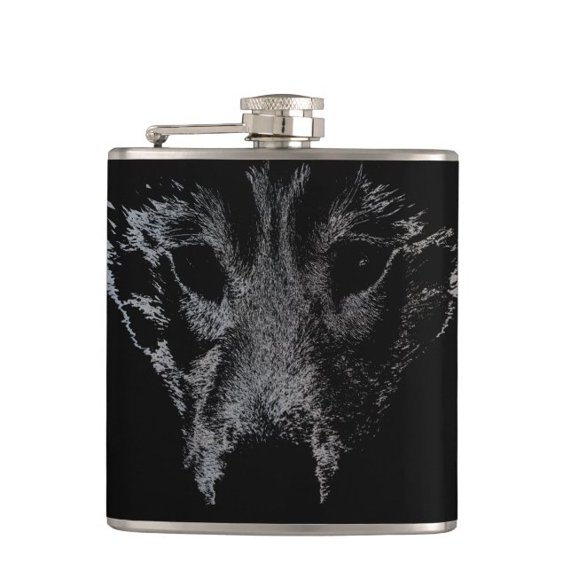Husky Flask Anpassningsbar Husky Varg Valp Drink- Fickplunta (Framsidan)