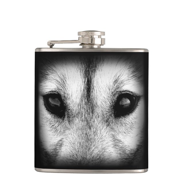 Husky Flask Anpassningsbar Husky Varg Valp Drink- Fickplunta (Framsidan)