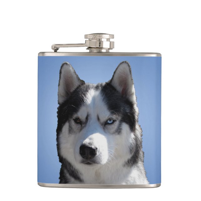 Husky Flask Anpassningsbar Siberian husky Drink-ko Fickplunta (Framsidan)