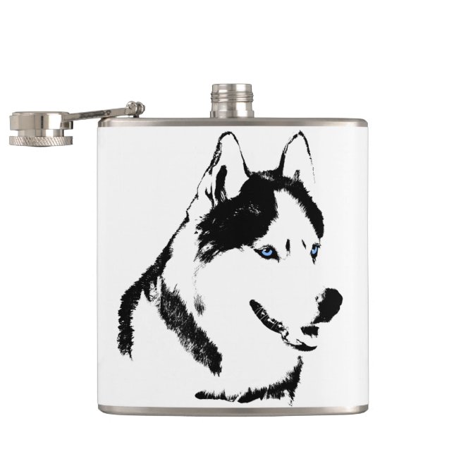 Husky Flask Anpassningsbar Siberian husky Drink-ko Fickplunta (Öppnad)