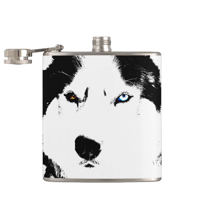 Husky Flask Anpassningsbar Siberian husky Drink-ko Fickplunta (Öppnad)