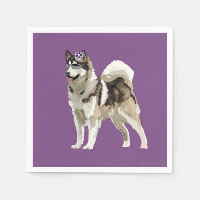 Husky Flower Lila Napkins Pappersservett (Framsidan)
