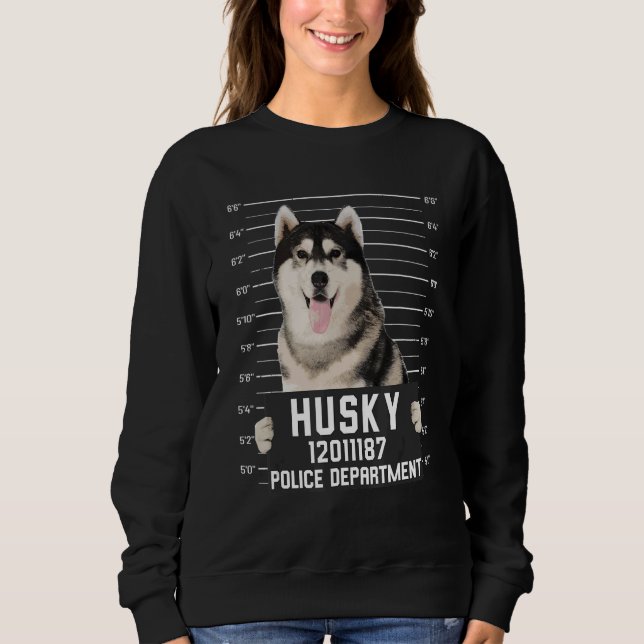 Husky Förbrytarbilder Kriminell Hund T Shirt (Framsida)