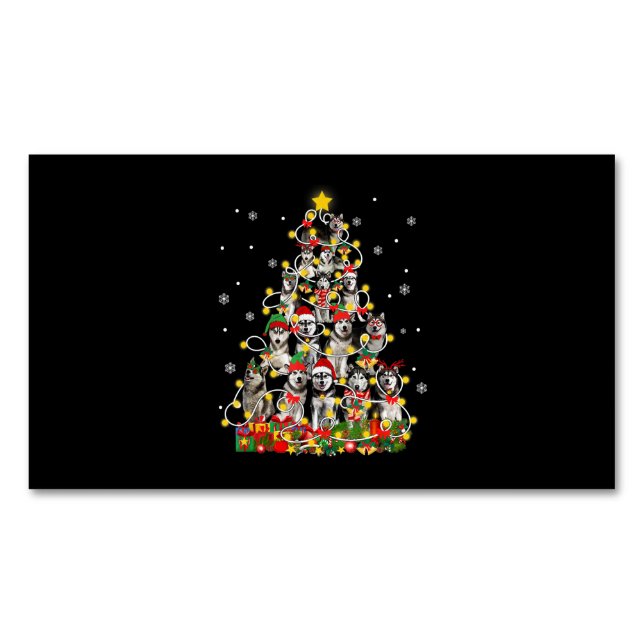 Husky | Funny Siberian husky Santa Hat-jul Magnetiska Visitkort (Framsida)