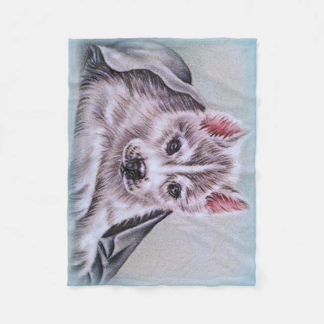 husky gåva för konst för hund för teckning för fleecefilt (Framsidan)