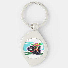 Husky glädje swirl silverfärgad nyckelring