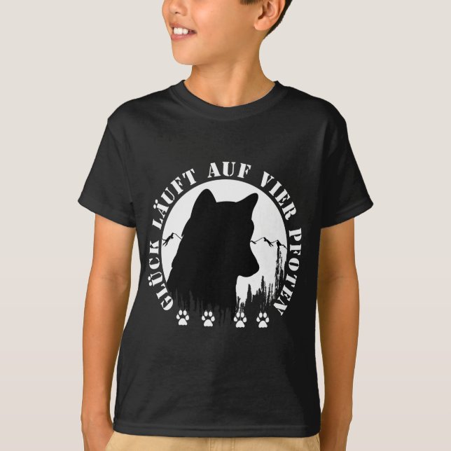 Husky-Glück läuft auf vier Pfoten T-Shirt (Framsida)