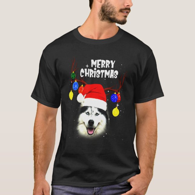 Husky God jul Hund T Shirt (Framsida)