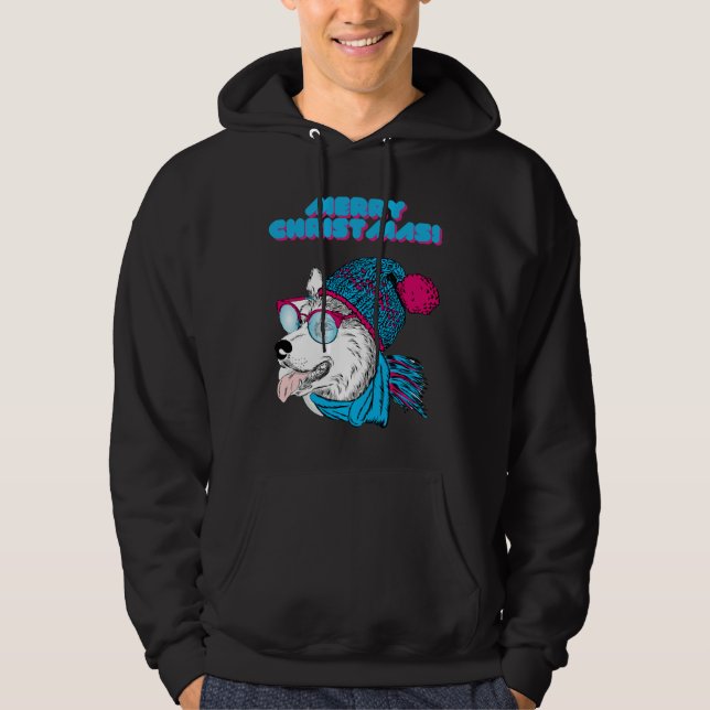 Husky God jul Stil 2 Hoodie (Framsida)