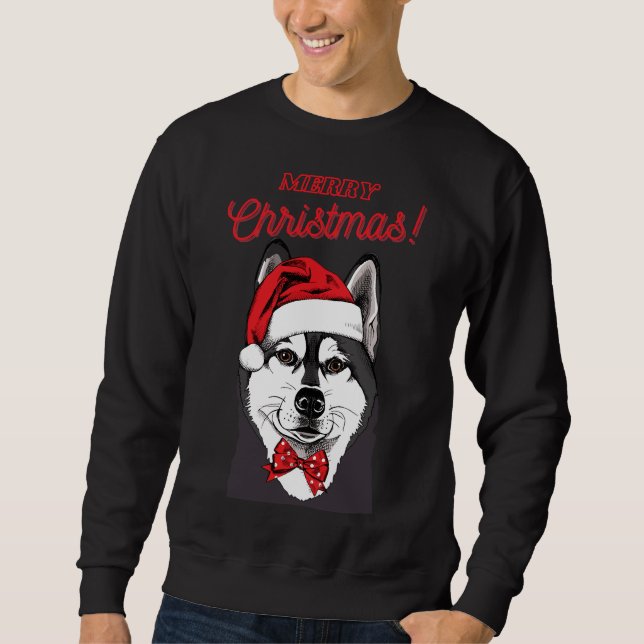 Husky God jul Stil 3 Lång Ärmad Tröja (Framsida)