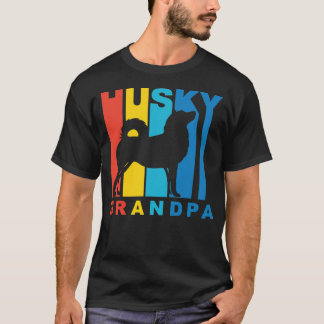Husky Grandpa Black T Shirt