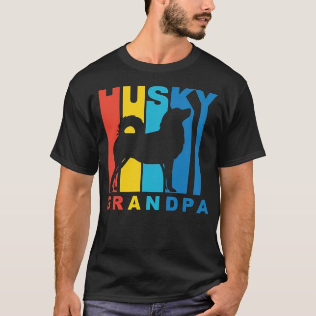 Husky Grandpa Black T Shirt (Framsida)