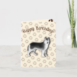 Husky Grattis på födelsedagen hund fotavtrycksredi Tack Kort