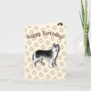 Husky Grattis på födelsedagen hund fotavtrycksredi Tack Kort