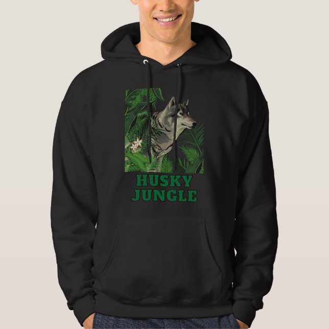 Husky Grönt Jungle Stil Hoodie (Framsida)