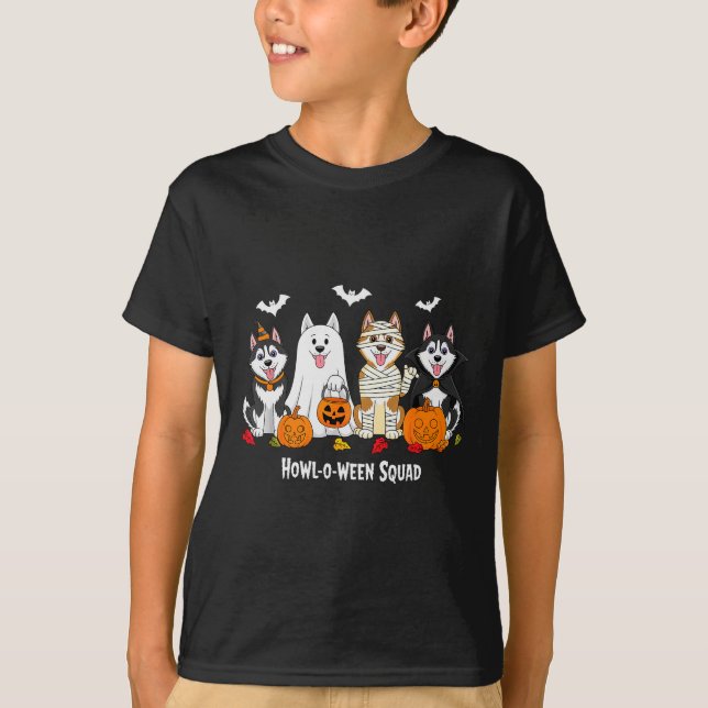 Husky Halloween Howl O Weengäng  T Shirt (Framsida)