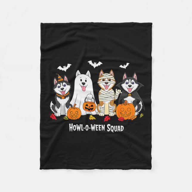 Husky Halloween ylar O Ween gäng  Fleecefilt (Framsidan)