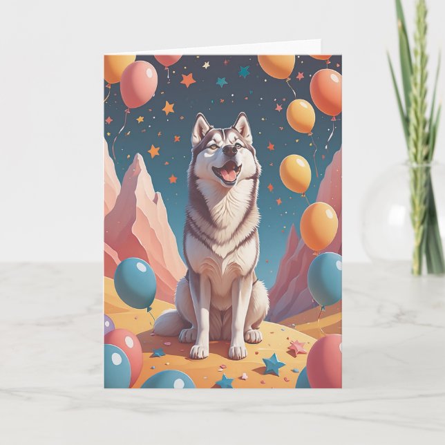 Husky Harmony Birthday Kort (Framsida)