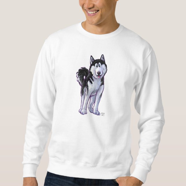Husky Head och Svan Långärmad Tröja (Framsida)