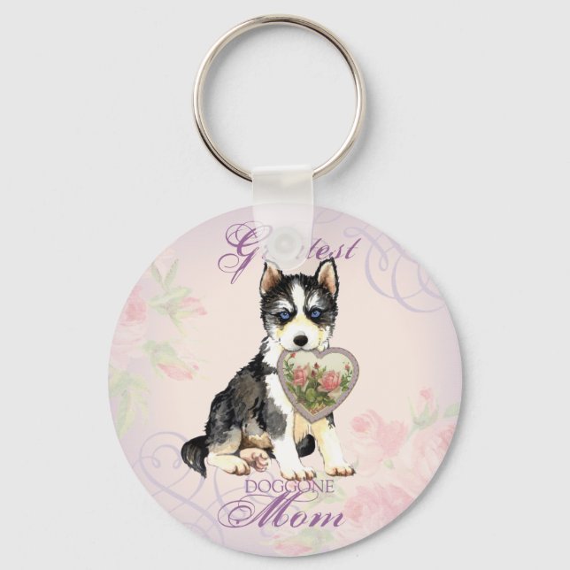 Husky Heart Mamma Nyckelring (Framsida)