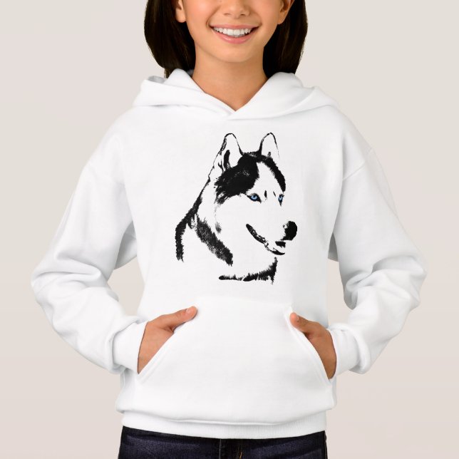 Husky Hoodie Barn Sled Hund Barn Husky Sweatshirt Tee (Framsida)