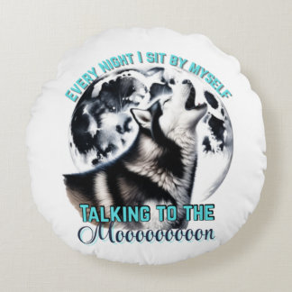 Husky Howling Round Pillow Rund Kudde