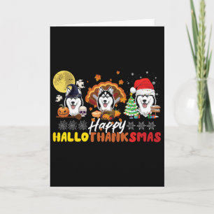 Husky Hund Älskare Glad Hallothanksmas Glad Hallow Kort