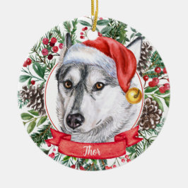 Husky Hund Anpassningsbar Santa Hat jul Ornament
