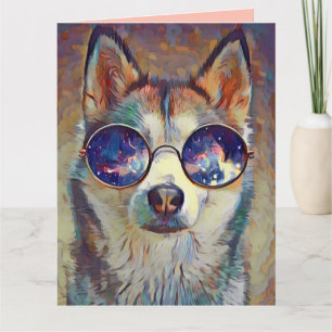 HUSKY HUND ART BIRTHDAY GREETING CARD KORT